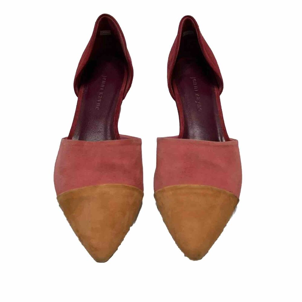 Jenni Kayne d'Orsay Flats Color block Orange Suede Leather Slip On Size 11
